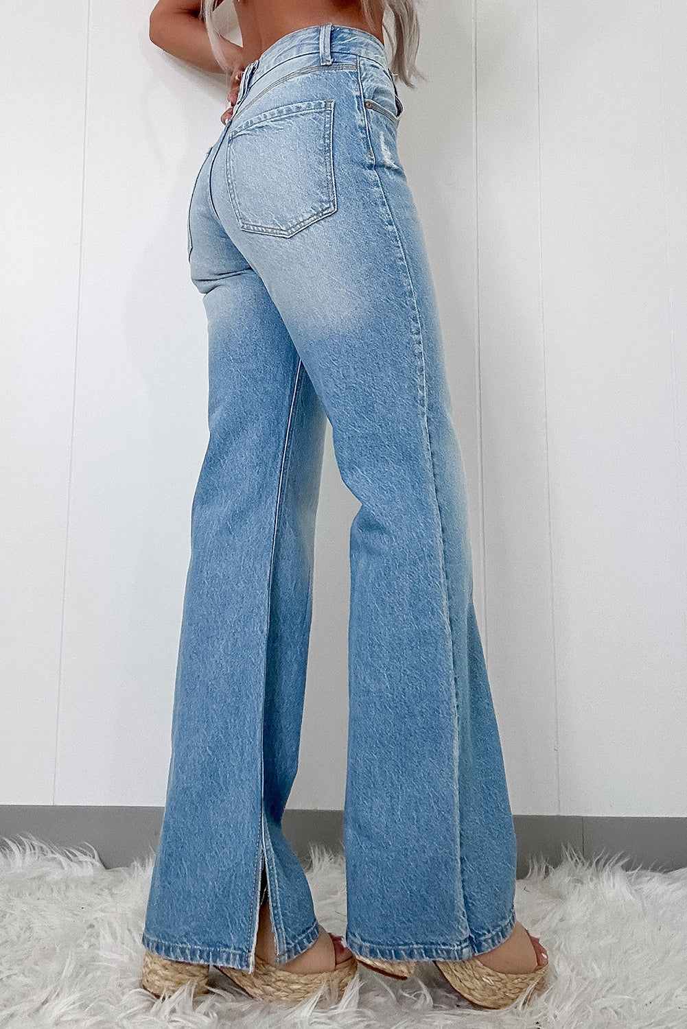 Myosotis High Rise Shift Slit Leg Straight Jeans Jeans JT's Designer Fashion