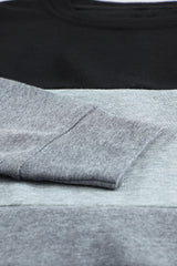 Colorblock Black Contrast Stitching Sweatshirt with Slits Sweatshirts & Hoodies JT's Designer Fashion