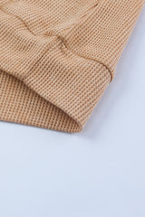 Waffle Knit Kangaroo Pocket Hooded Sweatshirt Sweatshirts & Hoodies JT's Designer Fashion