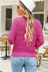 Rose Lightweight Buttoned Front Crochet Cardigan Cardigans JT's Designer Fashion