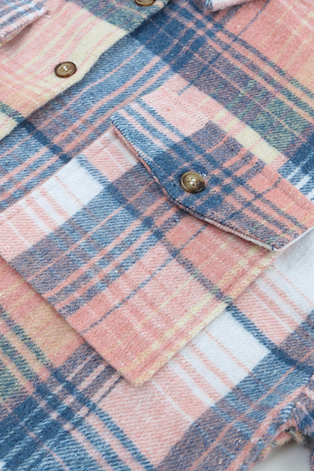 Pink Plaid Flap Pockets Shacket Plaid Shackets JT's Designer Fashion