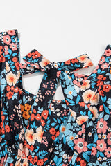 Sky Blue Floral Knotted Back Square Neck Maxi Dress Floral Dresses JT's Designer Fashion