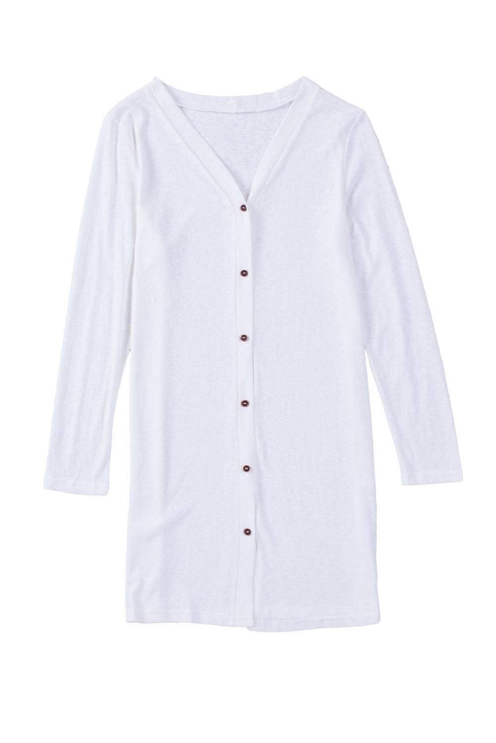 White Solid Color Open-Front Buttons Cardigan Sweaters & Cardigans JT's Designer Fashion