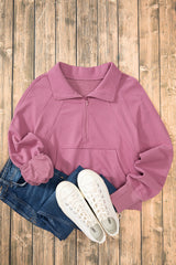Valerian Quarter Zip Stand Neck Kangaroo Pocket Sweatshirt Sweatshirts & Hoodies JT's Designer Fashion