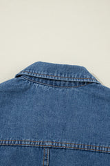 Sail Blue Side Pockets Lapel Collar Denim Jacket Denim Jackets JT's Designer Fashion