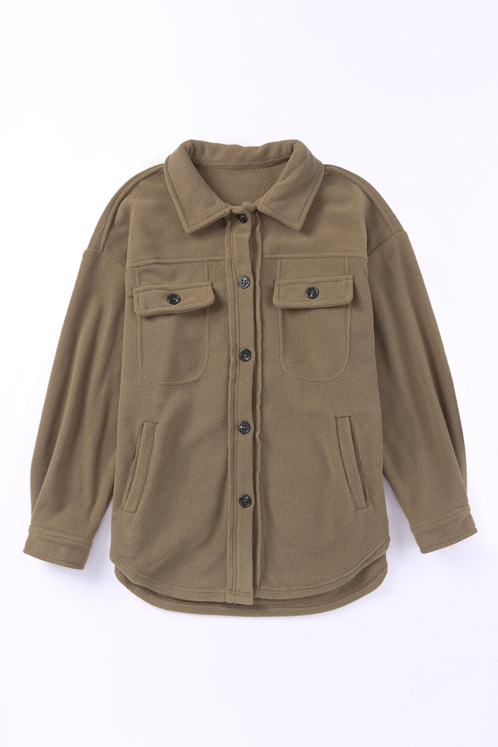 Turn Down Collar Buttoned Shirt Jacket Jackets JT's Designer Fashion