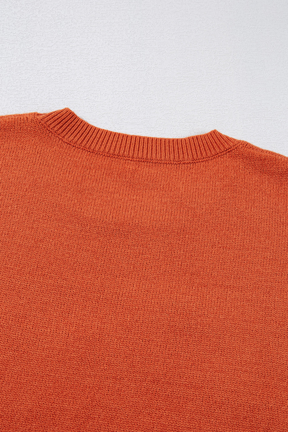Orange Boo Knitted Pattern Ribbed Edge Drop Shoulder Sweater Sweaters JT's Designer Fashion