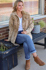 Khaki Vintage Distressed Mineral Wash Oversized Shacket Jackets JT's Designer Fashion