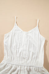 White Lace Spaghetti Strap V Neck Loose Fit Romper Jumpsuits & Rompers JT's Designer Fashion