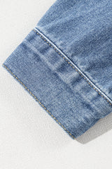 Light Blue Washed Oversize Pocketed Denim Jacket Denim Jackets JT's Designer Fashion