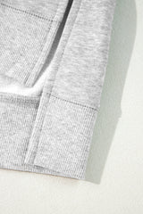 Gray Two Tone Patchwork Drop Shoulder Pullover Sweatshirt Sweatshirts & Hoodies JT's Designer Fashion