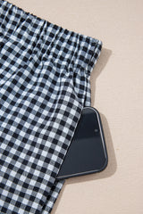 Black Gingham Printed High Waist Shorts Casual Shorts JT's Designer Fashion