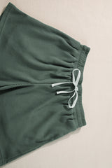 Mist Green Waffle Knit Patched Pocket Tank and Drawstring Shorts Set Short Sets JT's Designer Fashion