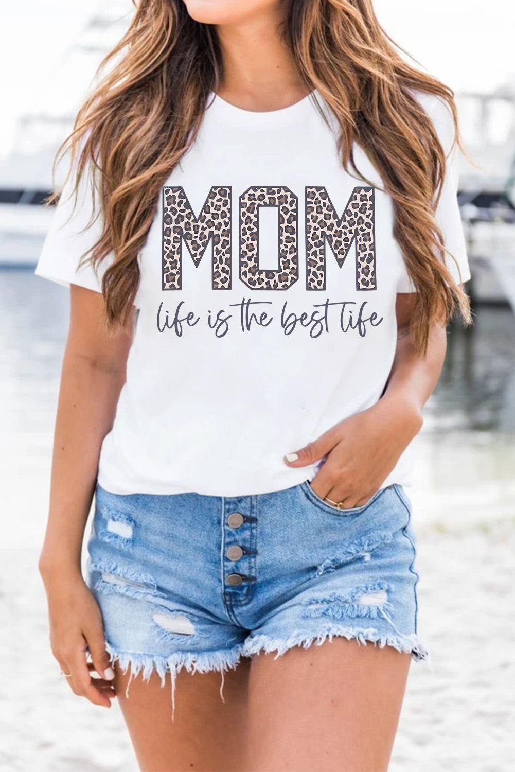 White MOM life is the best life Graphic T Shirt Graphic Tees JT's Designer Fashion