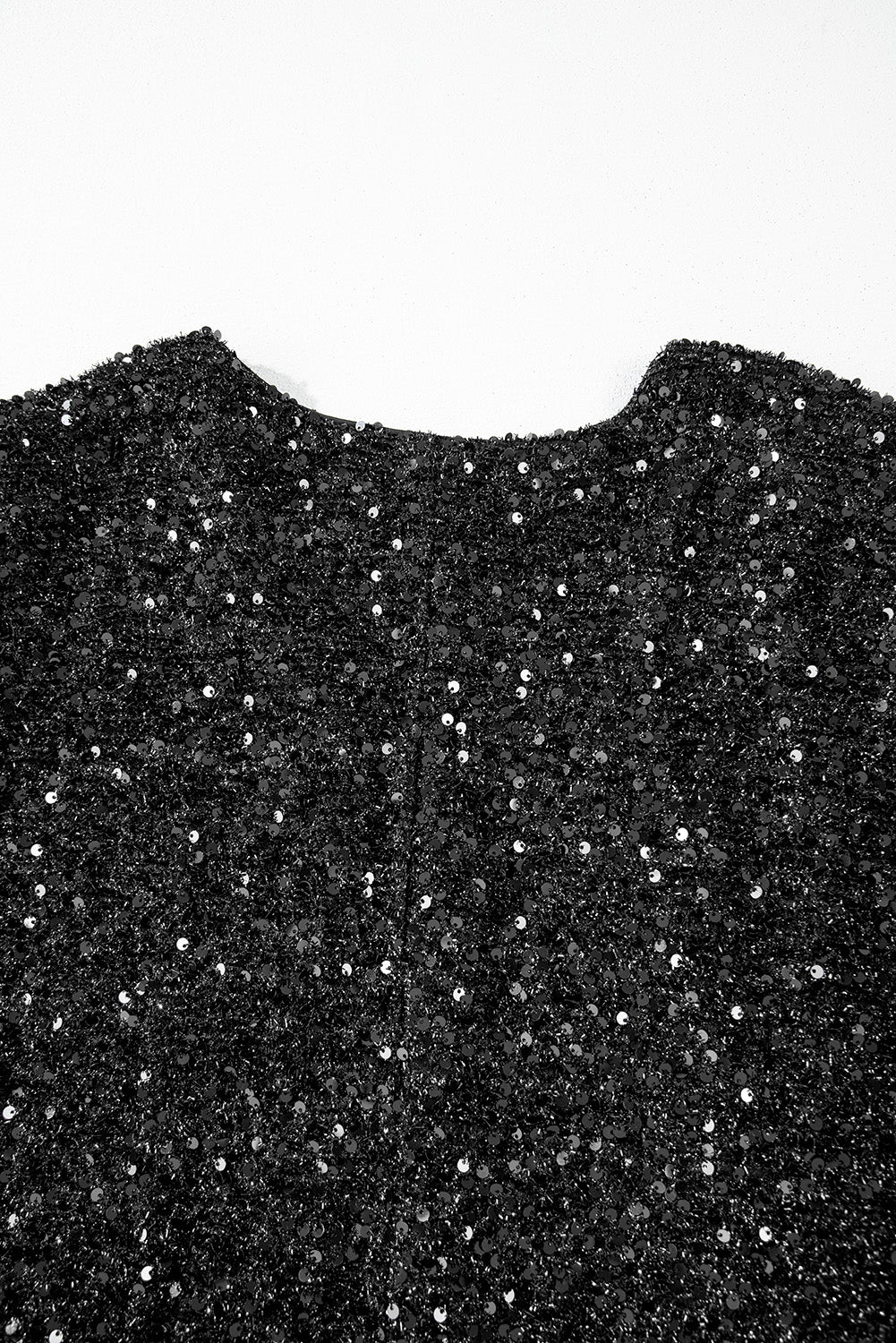 Color black Plus Size Bubble Sleeve V Neck Sequin Dress Plus Size Mini Dresses JT's Designer Fashion