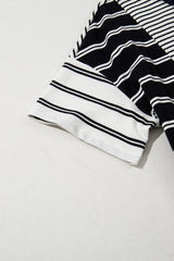 Black Stripe Half Placket Polo T Shirt Dress T Shirt Dresses JT's Designer Fashion