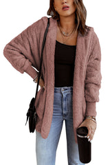 Pink Pink Soft Fleece Hooded Open Front Jacket Jackets JT's Designer Fashion