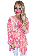 Rose Classic Leopard Print Handkerchief Hem Tunic Top Blouses & Shirts JT's Designer Fashion