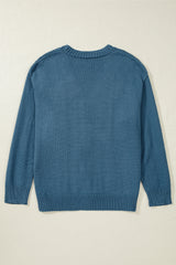 Real Teal Open Knit V Neck Button Front Drop Shoulder Plus Size Cardigan Plus Size Sweaters & Cardigans JT's Designer Fashion