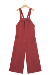 Red Clay Knotted Back Strap Cotton Bib Jumpsuit Jumpsuits & Rompers JT's Designer Fashion