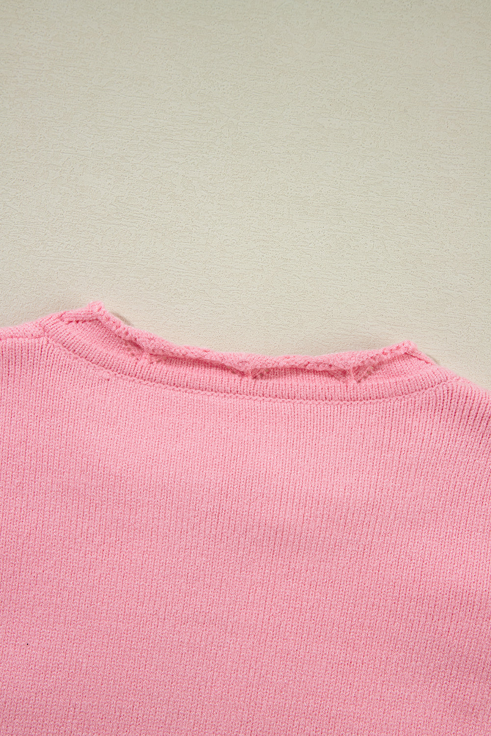 Peach Blossom Flower Detail Knitted Notched Neck Sweater Sweaters JT's Designer Fashion