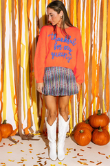 Vitality Orange Thankful for my queens Ribbed Knit Drop Shoulder Graphic Sweater Sweaters JT's Designer Fashion