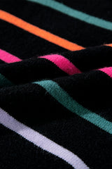 Black Colorful Striped Ribbed Trim Sweater Sweaters JT's Designer Fashion