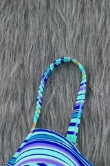 Sky Blue Twisted Bust Striped Bikini Set Bikinis JT's Designer Fashion