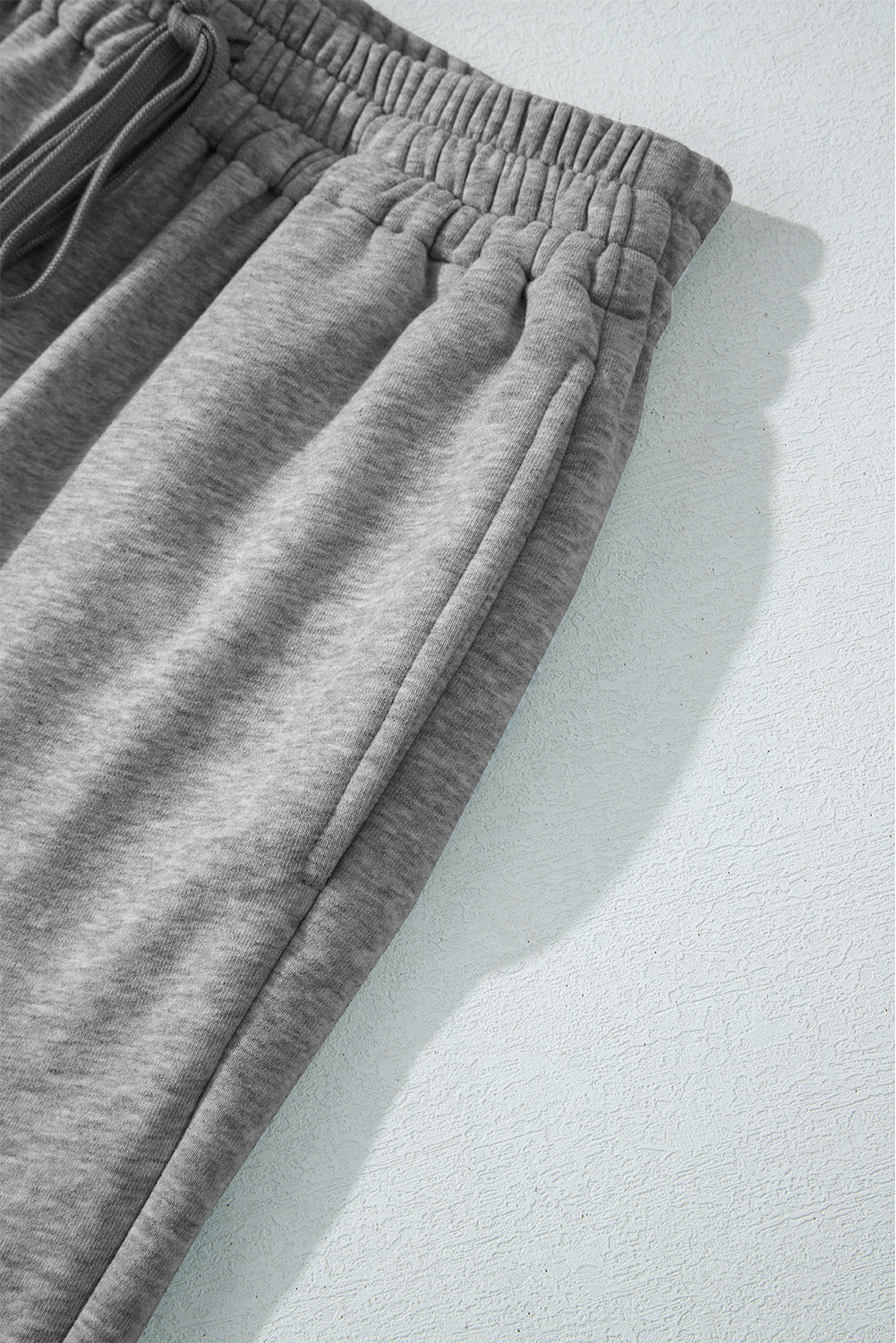 Light Grey Solid Color Fleece Lined Drawstring Waist Casual Pants Pants & Culotte JT's Designer Fashion