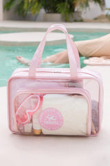 Pink Waterproof Multi Pockets Transparent Travel Makeup Bag Makeup Bags JT's Designer Fashion