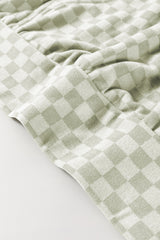 Green Checkered Print Kangaroo Pocket Drawstring Hoodie Sweatshirts & Hoodies JT's Designer Fashion