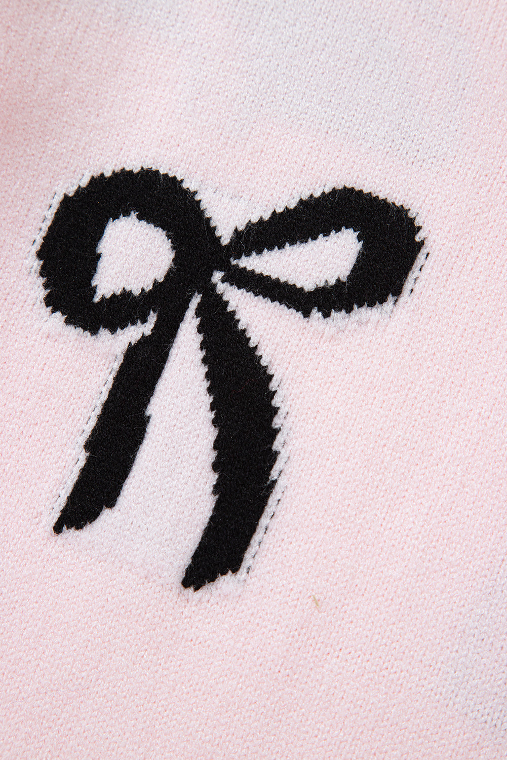 Light Pink Bow Pattern Knitted Loose Fit Sweater Sweaters JT's Designer Fashion