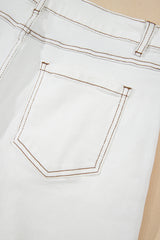 White Raw Hem High Waist Denim Shorts Denim Shorts JT's Designer Fashion