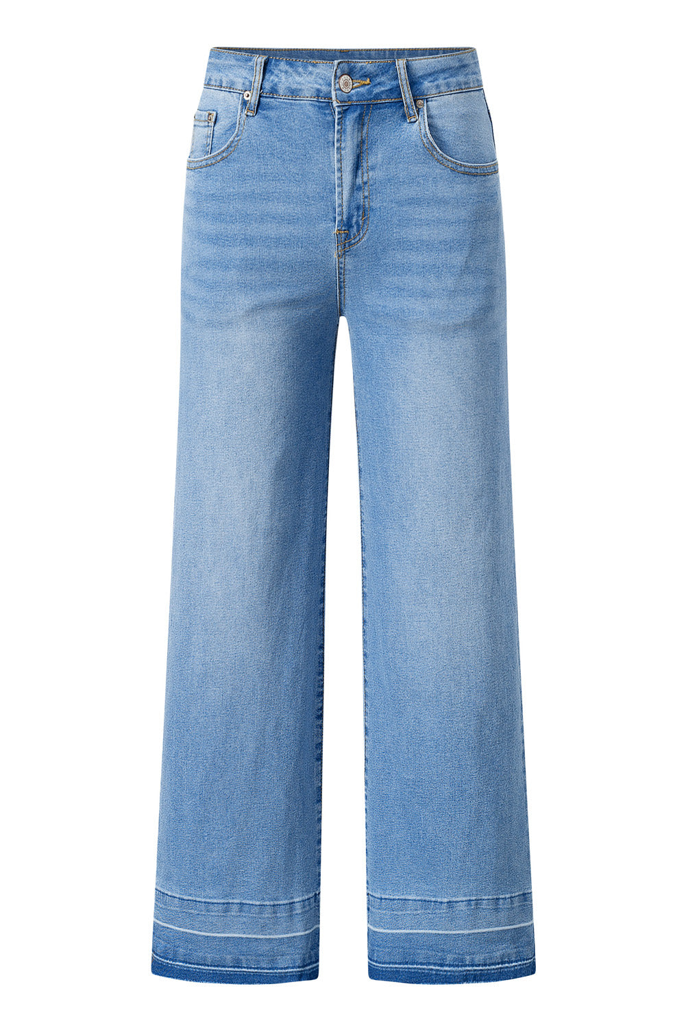 Dusk Blue Raw Hem Straight Leg Loose High Waist Jeans Jeans JT's Designer Fashion