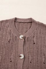 Goat Cut Out Textured Knit Buttoned Cardigan Cardigans JT's Designer Fashion