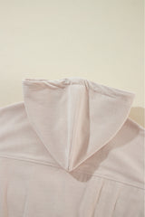 White Corduroy Drawstring Hooded Pocket Zip Up Jacket Jackets JT's Designer Fashion
