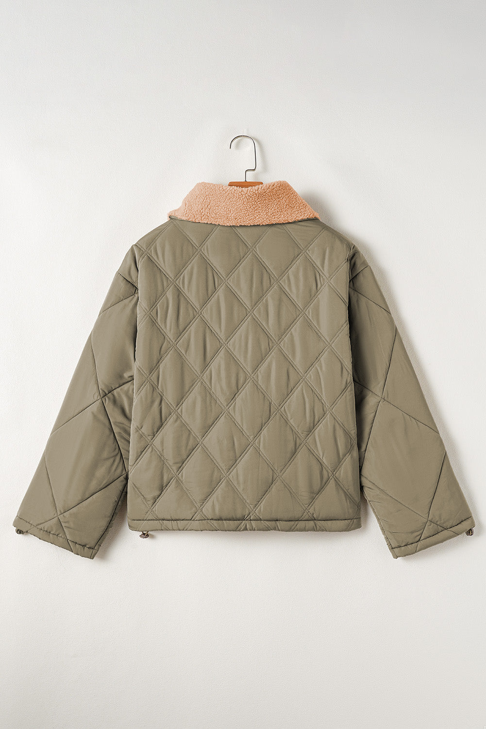 Jungle Green Teddy Collar Flap Pockets Quilted Puffer Jacket Jackets JT's Designer Fashion