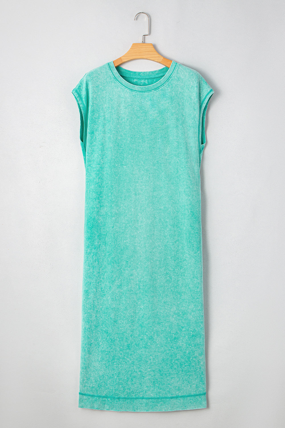 Clearly Aqua Mineral Wash Pocketed T-shirt Long Dress T Shirt Dresses JT's Designer Fashion