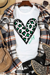 White Lucky Leopard Heart Print St Patricks Day T Shirt Graphic Tees JT's Designer Fashion