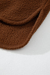 Brown Half Zip Fleece Pullover Sweatshirt Sweatshirts & Hoodies JT's Designer Fashion