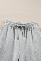 Light Grey Solid Color Fleece Lined Drawstring Waist Joggers Pants & Culotte JT's Designer Fashion