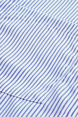Blue Stripe Smocked Cuffed Striped Boyfriend Shirt with Pocket Blouses & Shirts JT's Designer Fashion