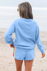 Beau Blue Accent Pullover and Shorts Two Piece Casual Set Short Sets JT's Designer Fashion