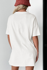 White Checkered Ghost Print Crew Neck Oversized T Shirt Graphic Tees JT's Designer Fashion