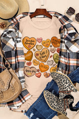 Khaki Candy Heart Thanksgiving Graphic Tee Graphic Tees JT's Designer Fashion