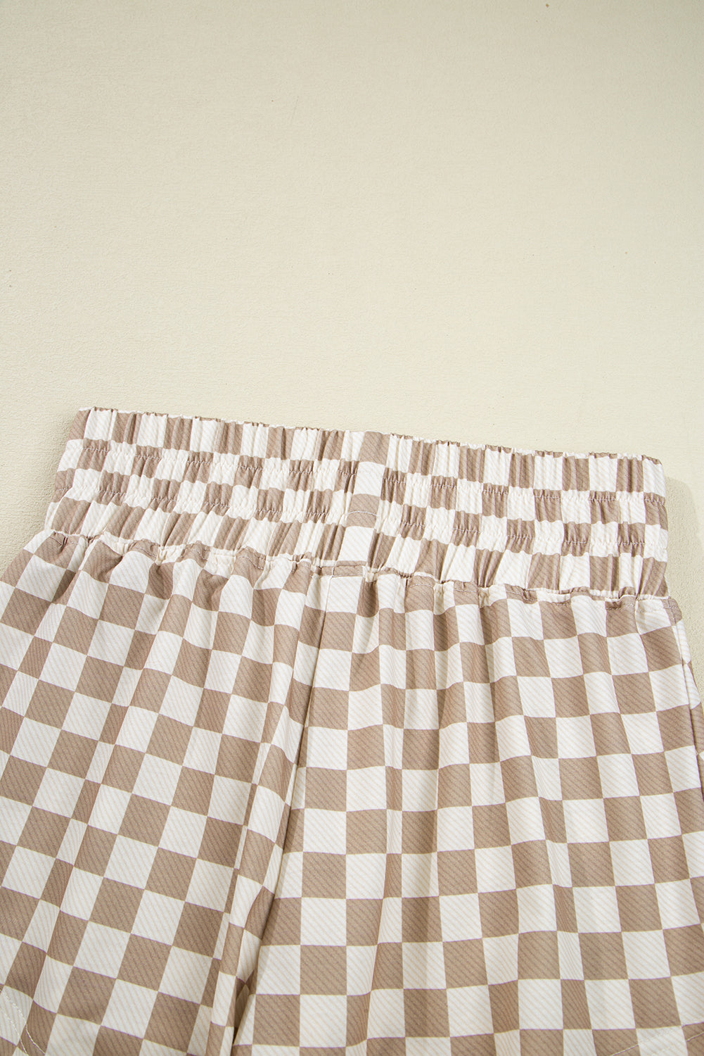 Khaki Checkered Long Sleeve Crop Top High Waist Skort 2pcs Set Short Sets JT's Designer Fashion