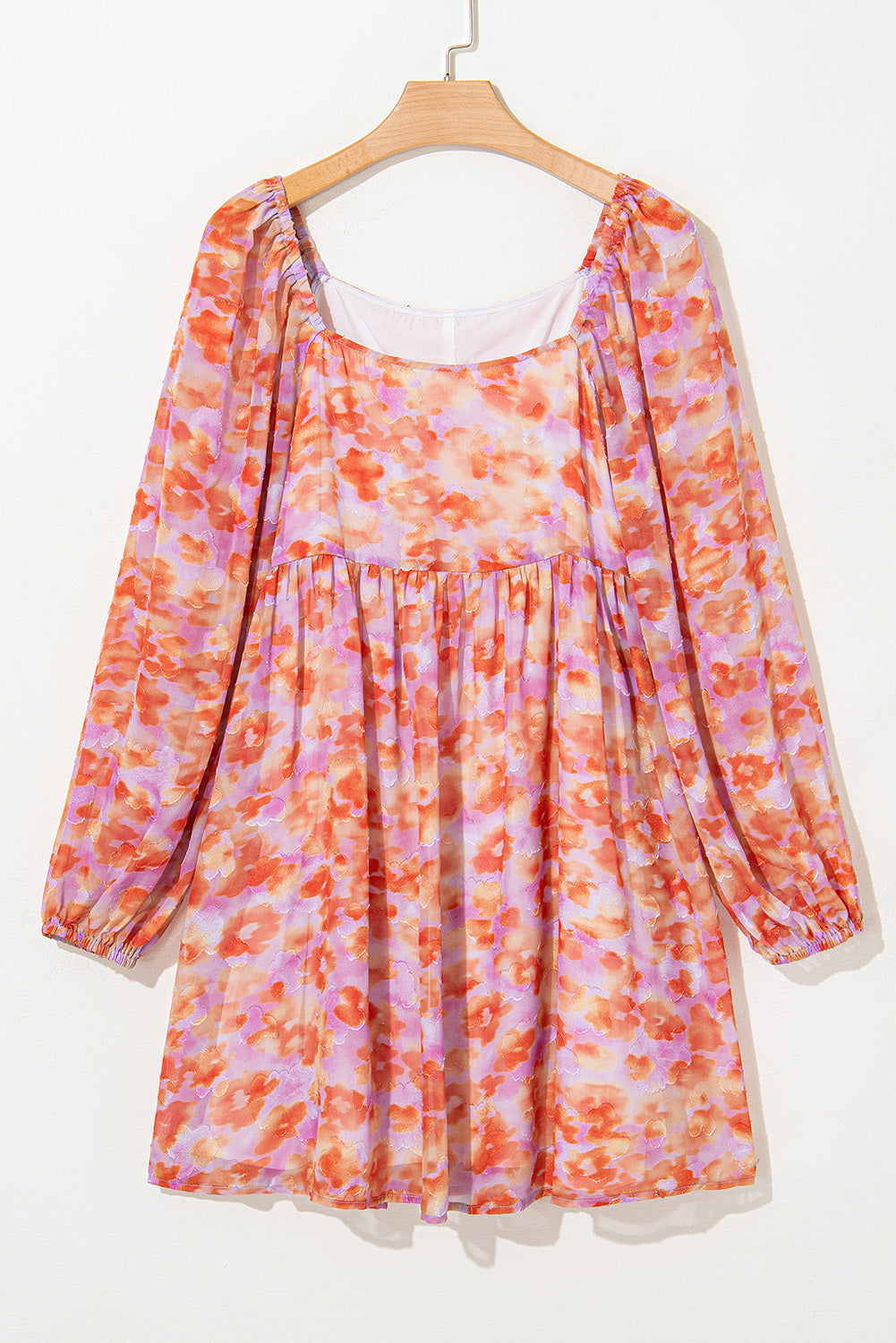 Rose Floral Print Square Neck High Waist Mini Dress Floral Dresses JT's Designer Fashion
