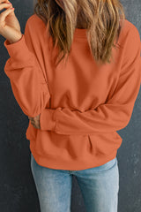 Orange Solid Classic Crewneck Pullover Sweatshirt Sweatshirts & Hoodies JT's Designer Fashion