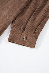Chestnut Corduroy Flap Pocket Button Up Shacket Jackets JT's Designer Fashion