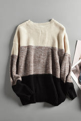 Black Color Block Netted Texture Pullover Sweater Sweaters & Cardigans JT's Designer Fashion